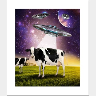 Cow UFO Abduction Posters and Art